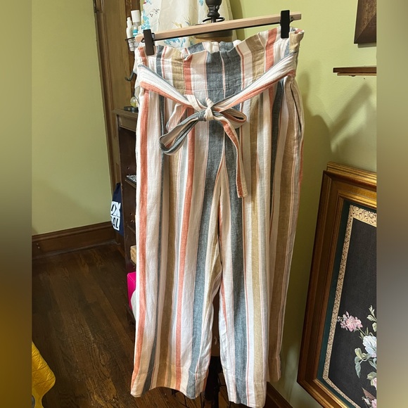 Madewell linen blend paper bag waist pants EUC M - Picture 1 of 6
